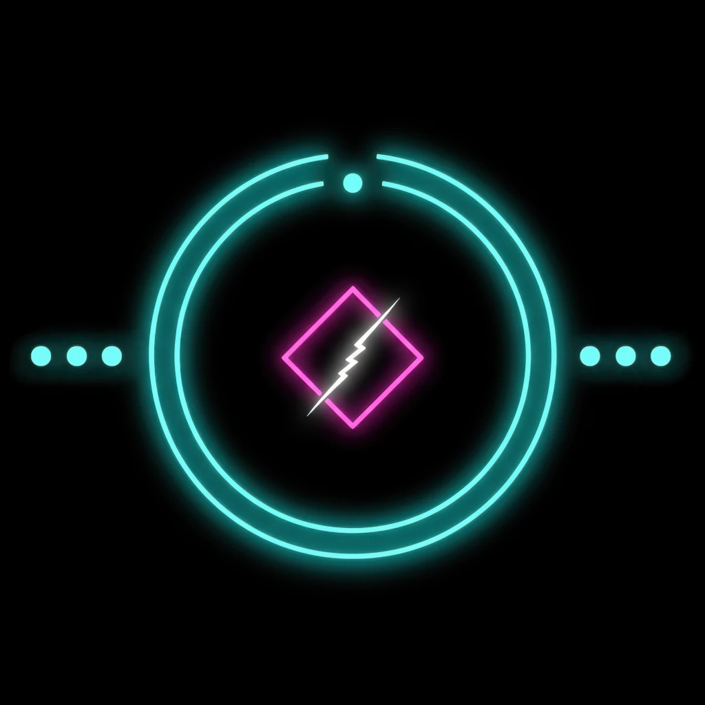 Cyberpunk sigil of Edric — emblem of vigilance and fractured harmony, digital art by Insidersman Studio.